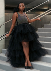 High Low Tiered Tulle Skirt Skirts Kate Hewko Black S