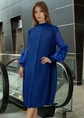 Petal Sleeve Mock Neck Dress