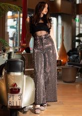 Rhinestone Belted Dress Pant Pants Kate Hewko