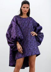 Rose Print Balloon Sleeve Dress