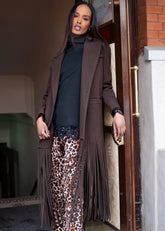 Long Fringe Hem Coat