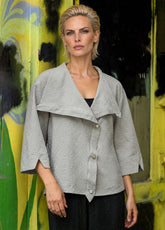 Button Front Textured Blouse