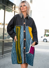 Cable Knit Patchwork Denim Trench