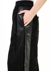 Leather + Velour Contrast Trouser