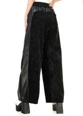 Leather + Velour Contrast Trouser