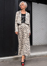 Animal Print Sequin Pencil Skirt