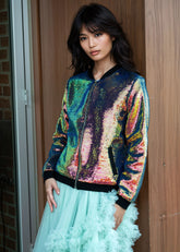 Iridescent Sequin Bomber