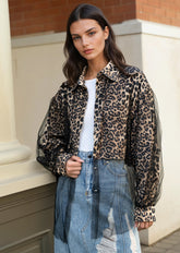 Tulle Trim Leopard Dress Shirt