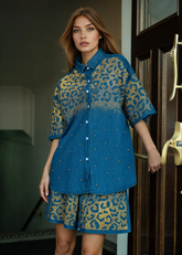 Gold Animal Print Denim Set