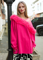 Ruffle + Mesh Cold Shoulder Long Sleeve