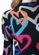 Mock Neck Graffiti Heart Top