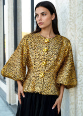 Sequin Tinsel Balloon Sleeve Jacket