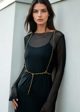 Vegan Leather Braided Harness Chain Belt