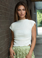 Ruched Polka Dot Tee