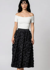 Textured Rose Midi Skirt