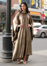 Draped Rhinestone Kaftan Dress