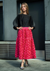 Textured Rose Midi Skirt