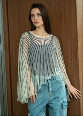 Sheer Embellished Cape Overlay