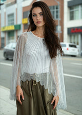 Sheer Embellished Cape Overlay