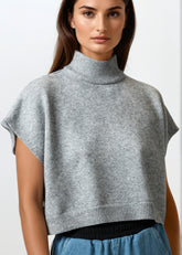 Cropped Mock Neck Sweater