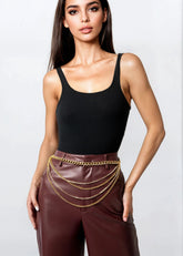 Rhinestone Layered Hip Belt