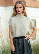 Cropped Mock Neck Sweater
