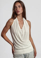 Rhinestone Cowl Neck Knit Tank