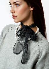 Pearl + Lace Neck Tie