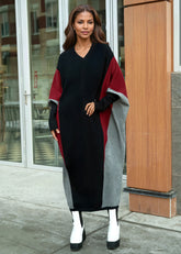 Colorblock Batwing Sweater Dress