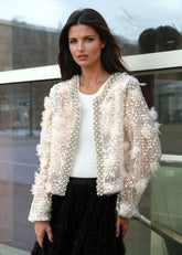 Pearl Embellished Floral Lace Cardigan