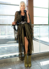 Sheer Ruffle Metallic Kimono