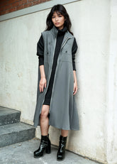 Long Mock Neck Utility Vest