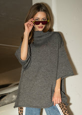 Oversized Short Sleeve Turtleneck Sweater