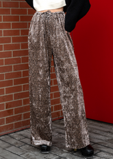 Leopard Velour Drawstring Pant