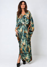 Draped Twist Front Kaftan Dress