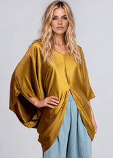 Draped V Neck Kaftan Top
