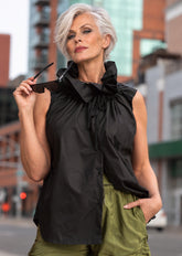 Exaggerated Neck Sleeveless Blouse
