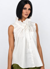 Exaggerated Neck Sleeveless Blouse
