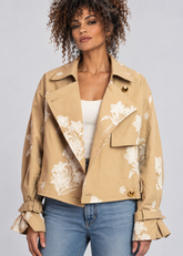 Floral Embroidered Cropped Trench