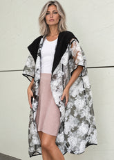 Hooded Sheer Floral Layering Piece