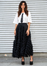 Layered Ruffle Tulle Maxi Skirt