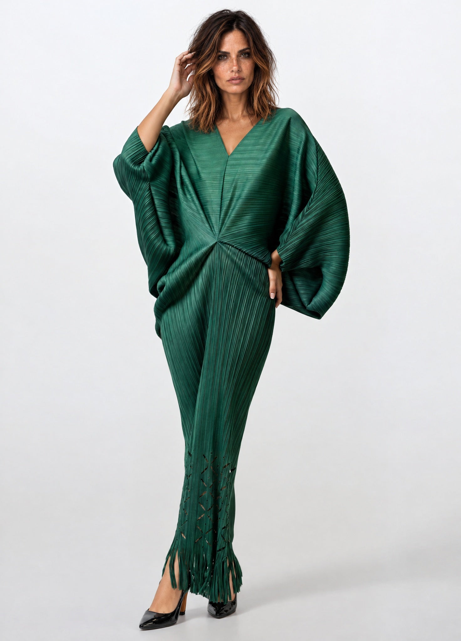 Tassel Hem Batwing Glam Dress