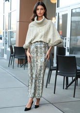 Animal Print Sequin Pencil Skirt