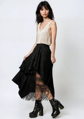 Asymmetrical Boho Fringe Skirt