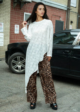 Asymmetrical Lace Long Sleeve Top