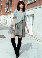 Asymmetrical Tulle Hem Babydoll Tunic