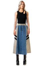 Athleisure Color Block Denim Skirt