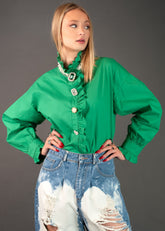 Avant Garde Embellished Dress Shirt Blouses Kate Hewko Green One Size 