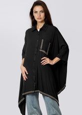Batwing Studded Short Sleeve Top