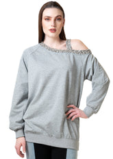 Bedazzled Cold Shoulder Sweatshirt